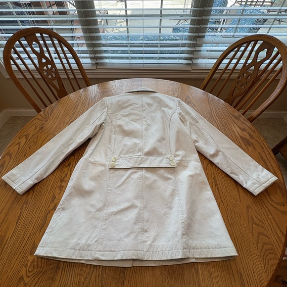 Braefair Vintage White Leather Jacket 6 Dress Coat - Picture 6 of 11